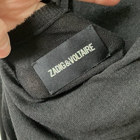 Zadig & Voltaire Knit Tank Womens M Black Open Back Carmen Top Goth Grunge - Picture 6 of 8